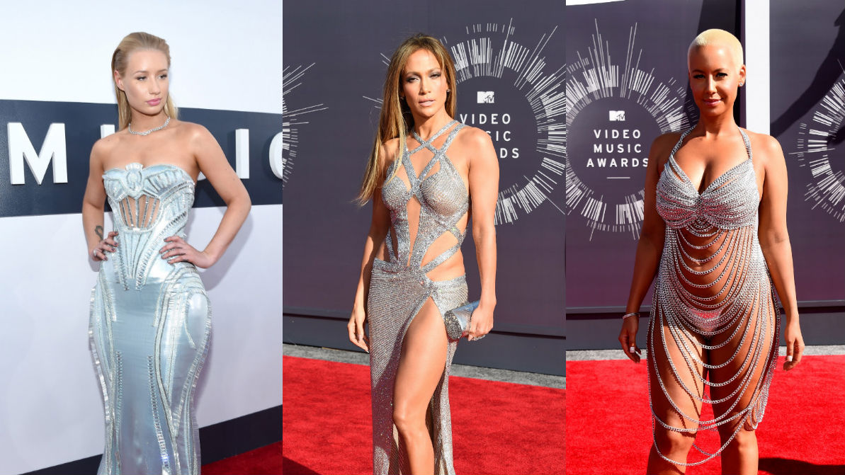 silver dress VMAs amber rose jennifer lopez iggy azalea naked