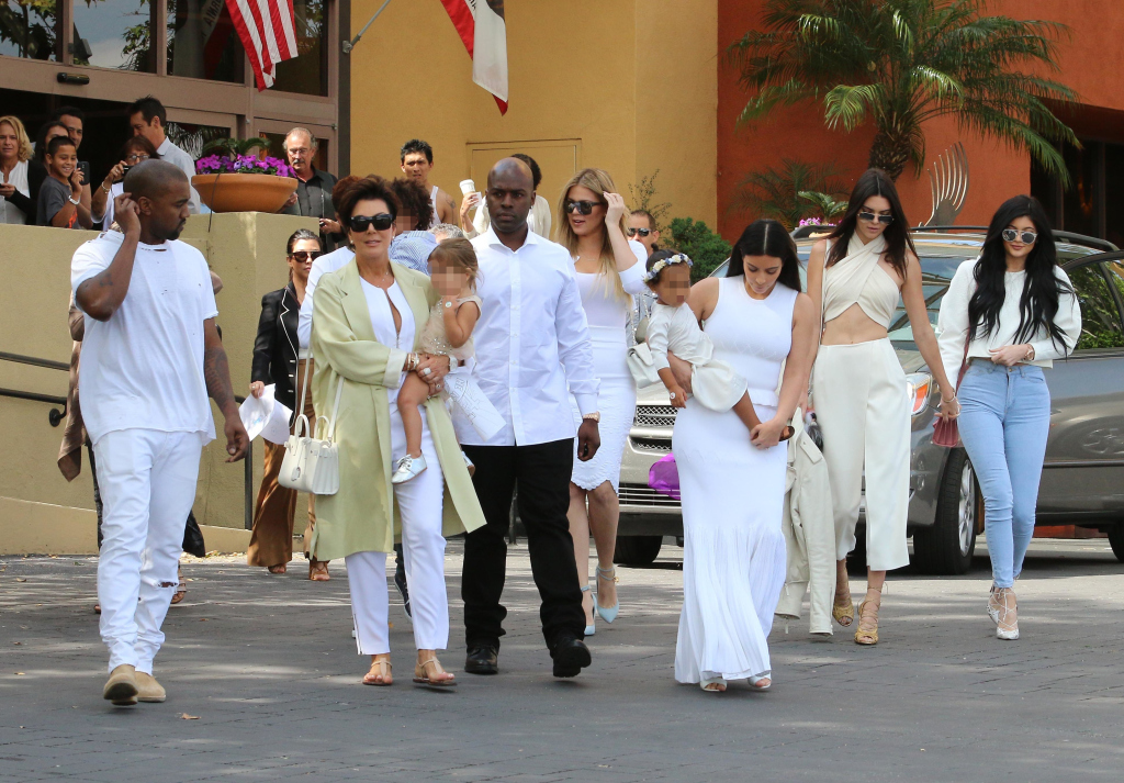The extended Kardashian-Jenner family attend church in Woodland Hills on Easter Sunday Featuring: Tyga, King Cairo Stevenson, Corey Gamble, Kris Jenner, Khloe Kardashian, Kendall Jenner, Penelope Disick, Kanye West, Kim Kardashian, North West, Kourtney Kardashian, Kylie Jenner Where: Woodland Hills, California, United States When: 05 Apr 2015 Credit: WENN.com