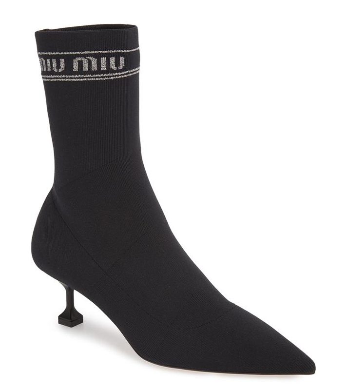 STYLECASTER | Kitten Heel Boots | Logo Sock Bootie