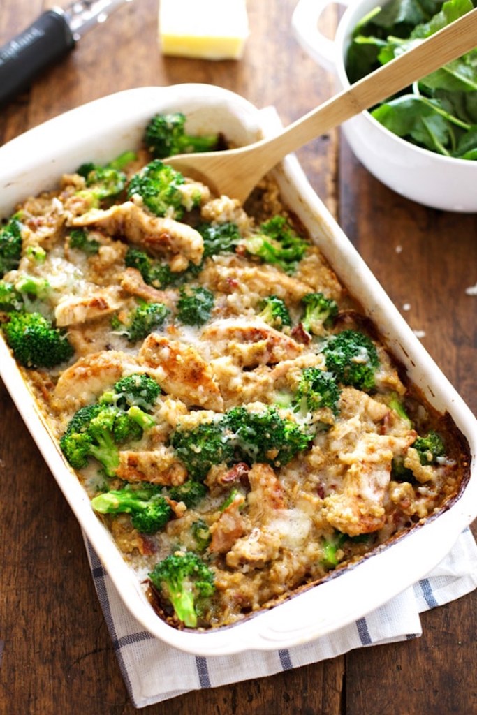 Creamy chicken, quinoa & broccoli casserole