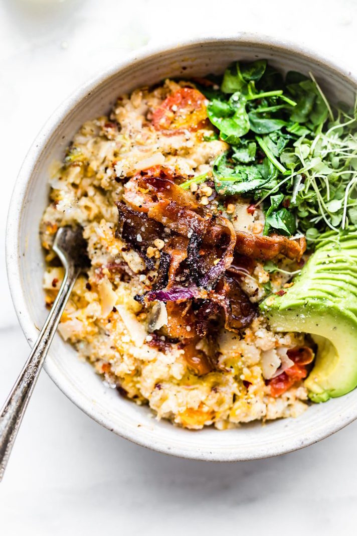 STYLECASTER | 17 Slow-Cooker Breakfasts to Simplify Your Mornings | Savory Oatmeal with Bacon