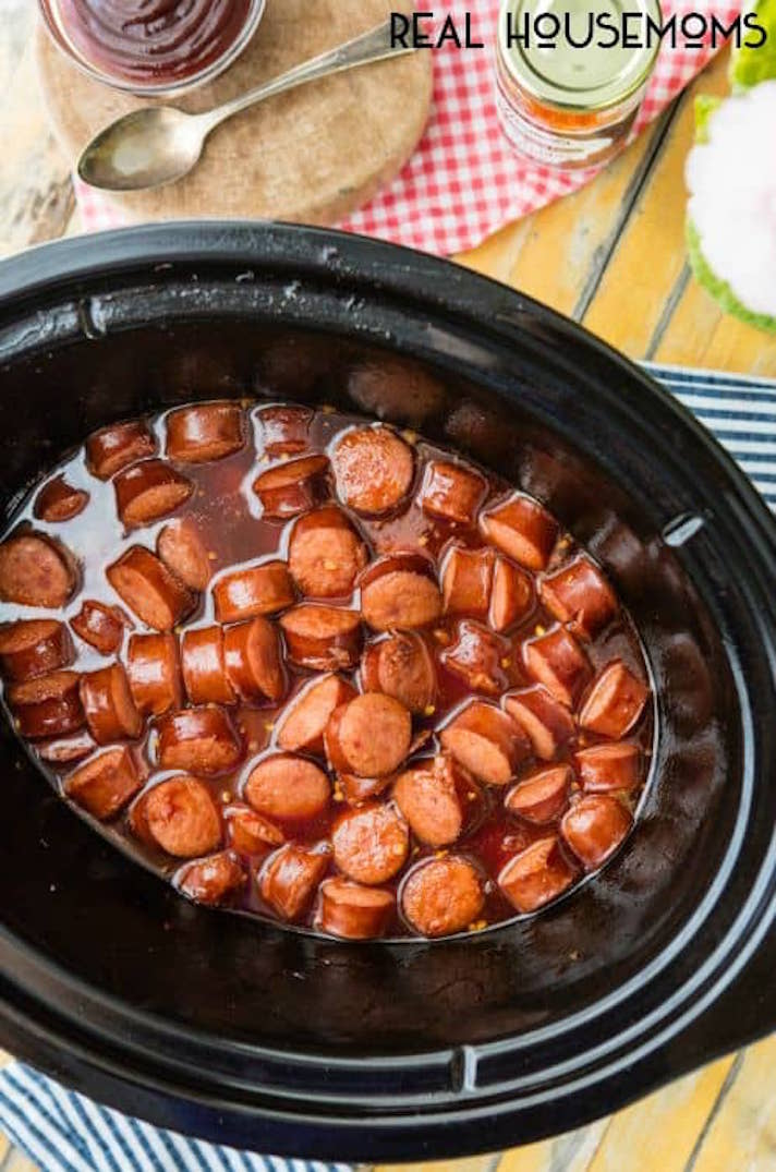 STYLECASTER | 17 Slow-Cooker Recipes to Whip Up During March Madness | Sweet and Spicy Kielbasa Bites