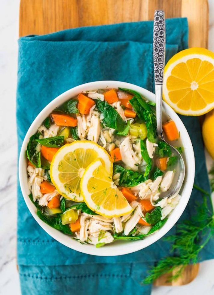 STYLECASTER | 17 Slow-Cooker Soups with Tons of Fresh Greens | Lemon Chicken Orzo Soup