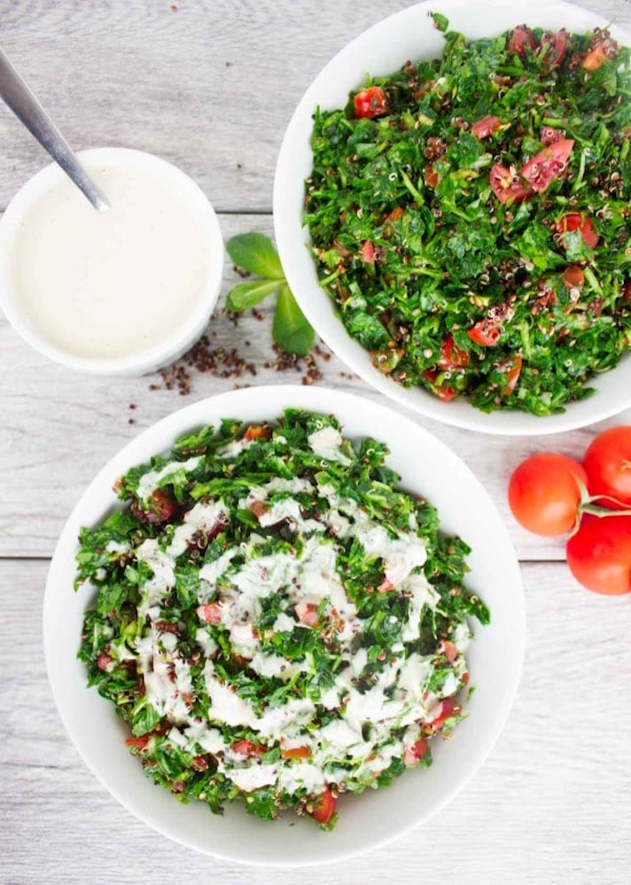 STYLECASTER | 17 No-Cook Dinners For Busy Weeknights | Quinoa Tabouleh With Tahini Dressing