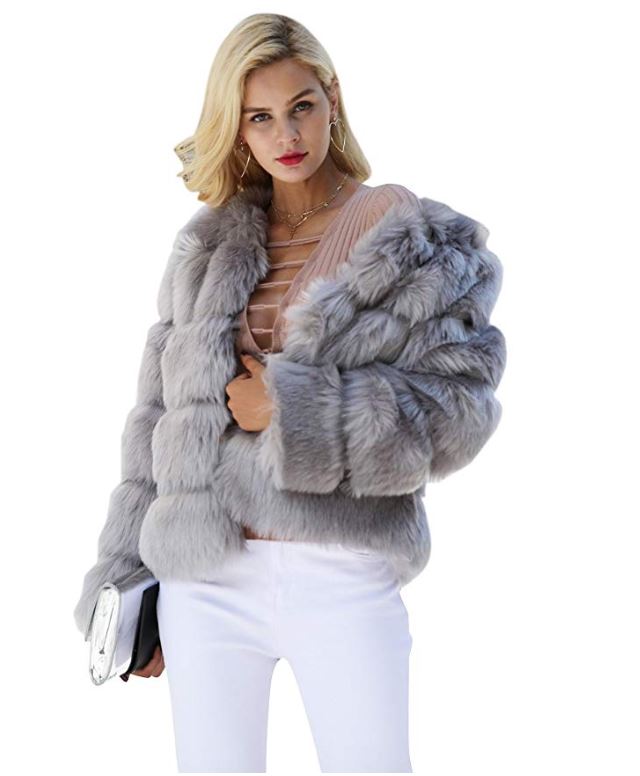 Simplee Apparel Short Fluffy Coat amazon