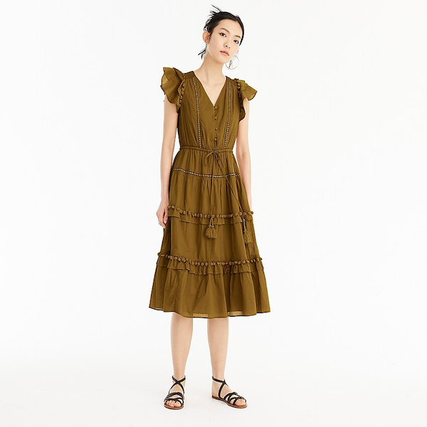 STYLECASTER | J.Crew Spring Sale | olive tiered dress