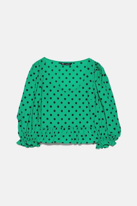 zara spring top green