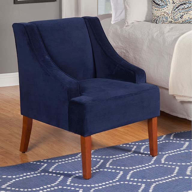 HomePop Velvet Swoop Arm Accent Chair