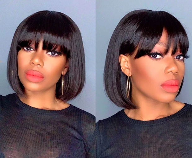 LuvMe Hair Short Cut Bob Wig With Bangs Frontal