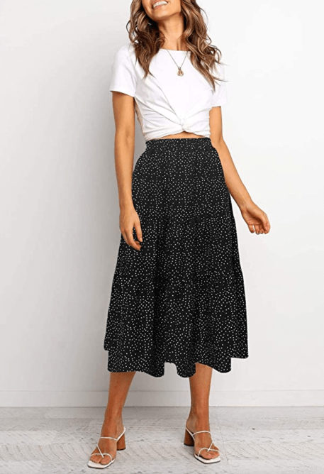 MEROKEETY Women's Boho Leopard Print Skirt