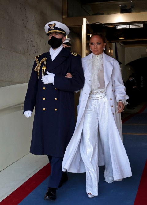 Singer Jennifer Lopez arrives for the inauguration of Joe Biden as the 46th President of the United States on th