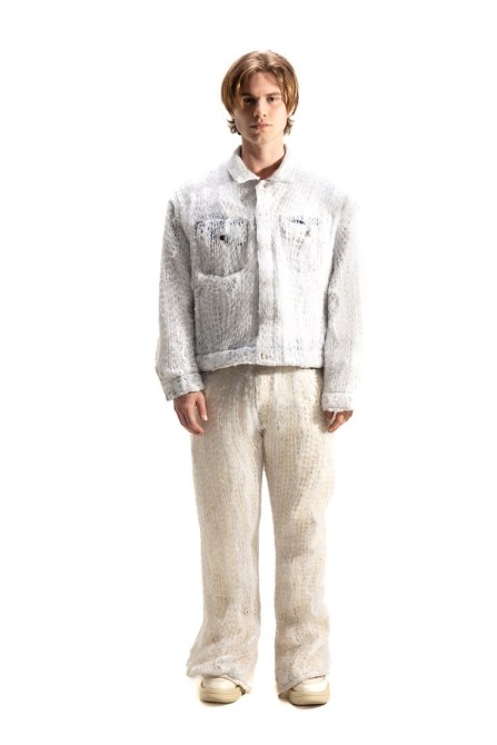 DES PIERROT White Netted Denim Jacket