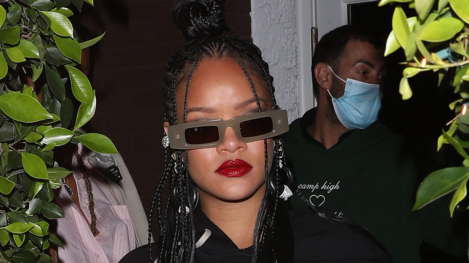 STYLECASTER | Rihanna Leather Mini Skirt