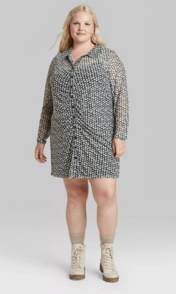 target wild fable dress mesh black floral