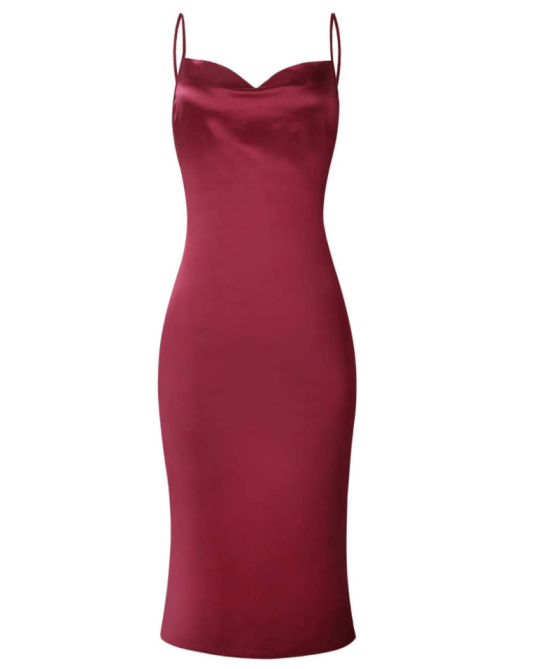 xxxiticat Women's Sleeveless Spaghetti Strap Satin Dress