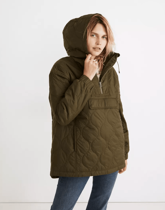 Madewell Quilted Packable Popover Puffer Jacket 