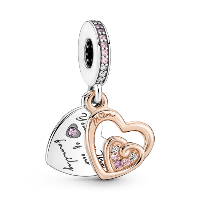 Entwined Infinite Hearts Double Dangle Charm