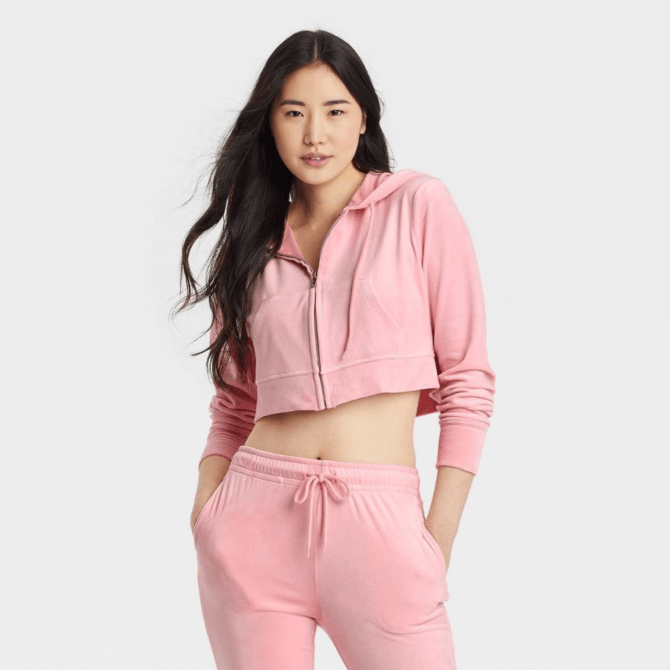 Colsie Velour Zip-Up Lounge Hoodie Target