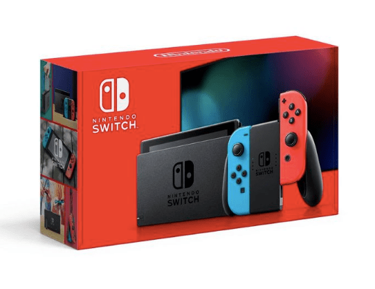 Nintendo Switch with Neon Blue and Neon Red Joy-Con