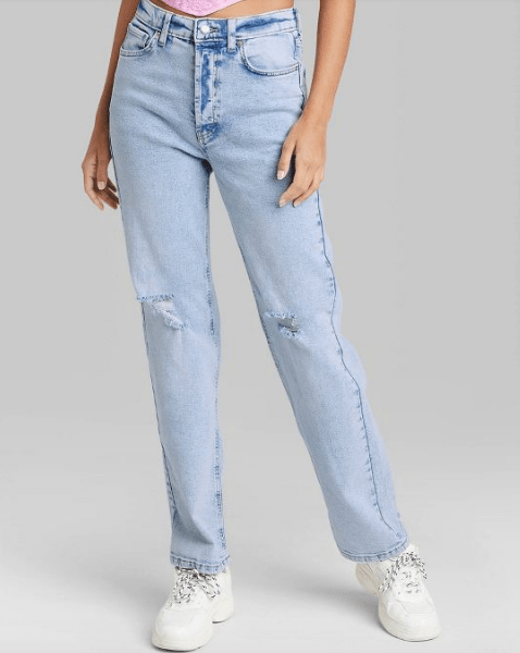 Women's Super-High Rise Distressed Straight Jeans