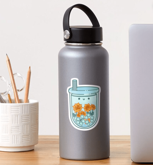 Kawaii Sunflower Bubble Tea Sticker