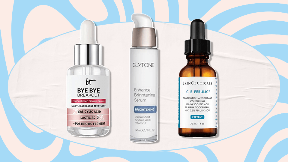 Left to Right: IT Cosmetics Bye Bye Breakout Serum, Glytone Enhance Brightening Serum, SkinCeuticals C E Ferulic.