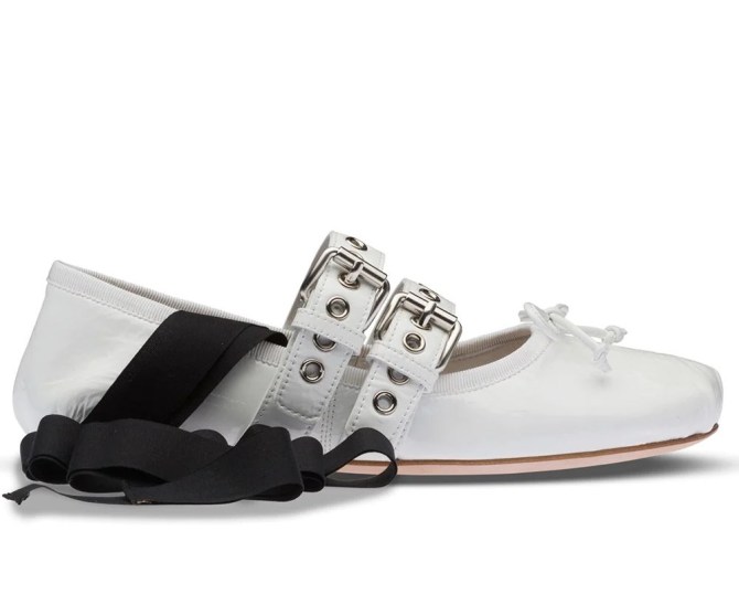 Miu Miu Patent-Finish Ballerina Shoes Farfetch
