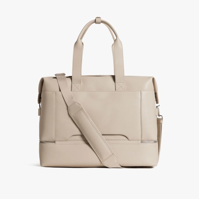 Monos Metro Weekender in stone-beige colorway