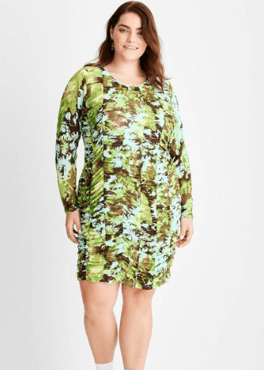 Long Sleeve Ruched Bodycon Mini Dress