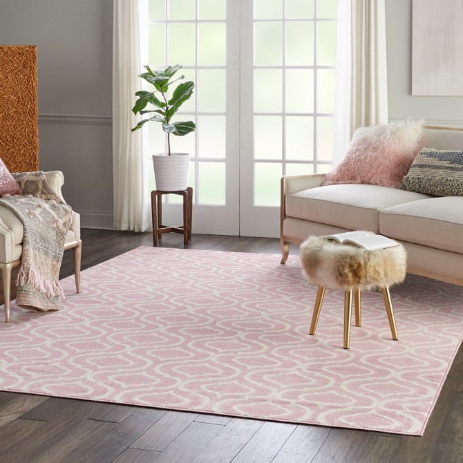 Kardinya Geometric Pink/Ivory Area Rug