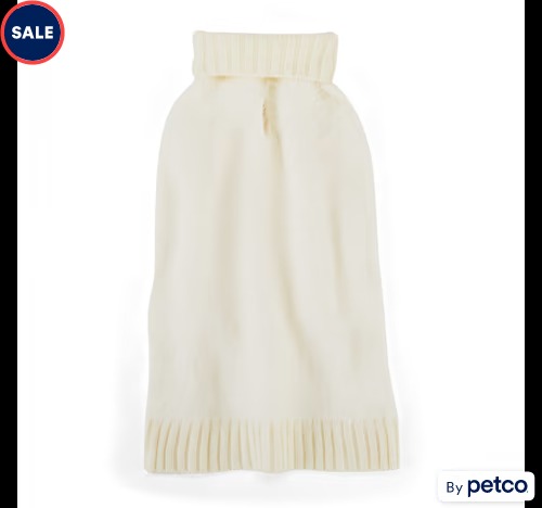 Youly The Heir Ivory Fuzzy Dog Sweater Petco