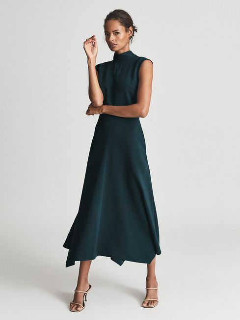 reiss mock neck dress open back