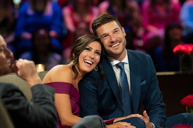 THE BACHELORETTE - "Episode 1410" - Season Finale - After surviving shocking twists and turns, and a journey filled with laughter, tears, love and controversy, Becca heads to the Maldives with her final two bachelors: Blake and Garrett. She can envision a future with both men, but time is running out. Then later, Becca will be in studio with Blake and Garrett to discuss the stunning outcome and the heartwrenching decisions that changed all of their lives forever, on "The Bachelorette: The Three-Hour Live Finale," airing MONDAY, AUG. 6 (8:00-11:00 p.m. EDT), on The Disney General Entertainment Content via Getty Images Television Network. (Paul Hebert via Getty Images)