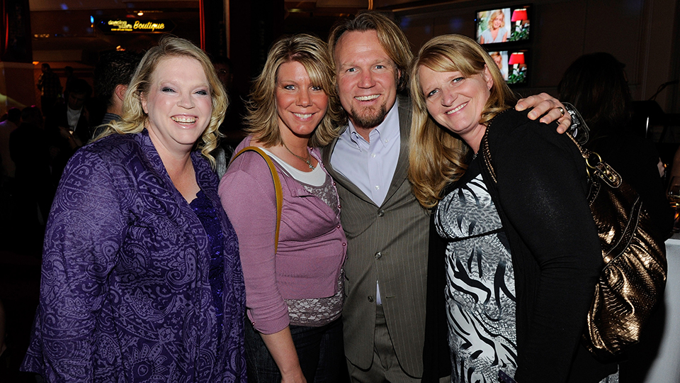 LAS VEGAS, NV - APRIL 13:  (L-R) Janelle Brown, Meri Brown, Kody Brown and Christine Brown from "Sister Wives" attend a pre-show reception for the grand opening of "Dancing With the Stars: Live in Las Vegas" at the New Tropicana Las Vegas April 13, 2012 in Las Vegas, Nevada.  (Photo by Ethan Miller/Getty Images for AEG Live)