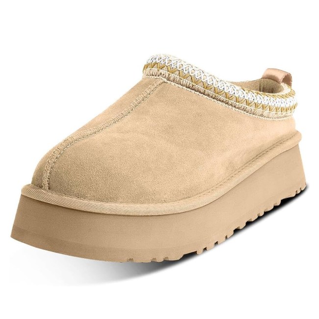 LANSGELING Platform Slippers Mini Boots for Women in beige