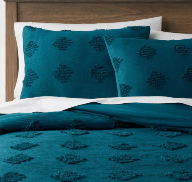 Tufted Diamond Crinkle Duvet Cover & Sham Set - Threshold