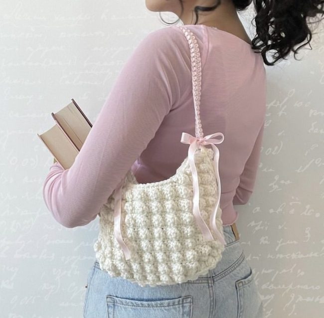 Popcorn Stitch Crochet Handbag