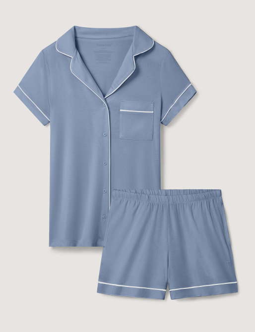 Tommy John Downtime Pajama Top & Short Set in light blue
