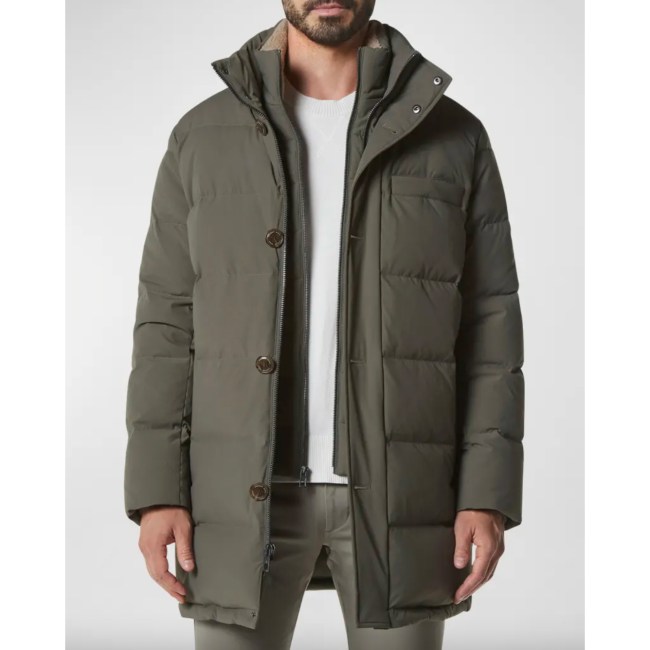 Andrew Marc Men's Shelton Down Parka w/ Shearling Bib