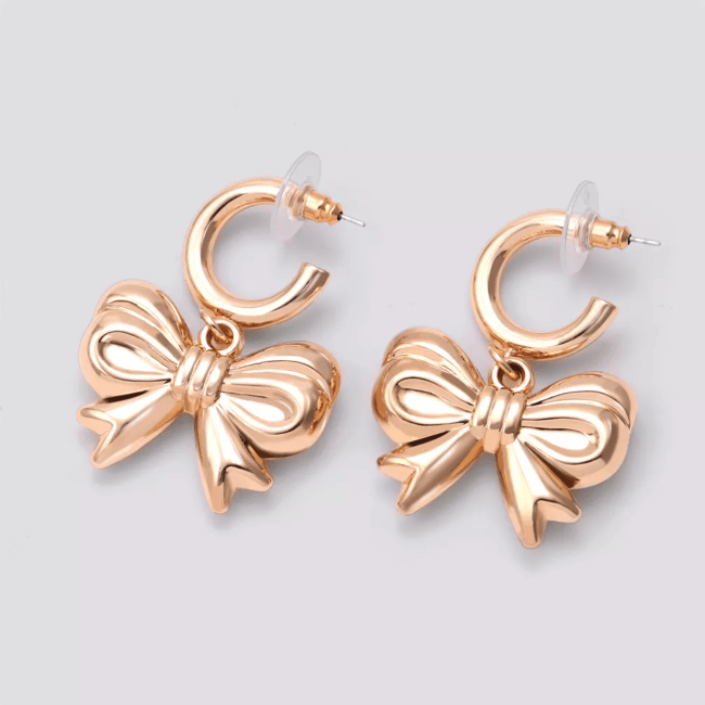 A pair of Target gold bow hoop earrings