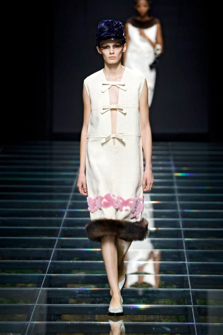 A model walks Prada Autumn/Winter 2024 at Milan Fashion Week.