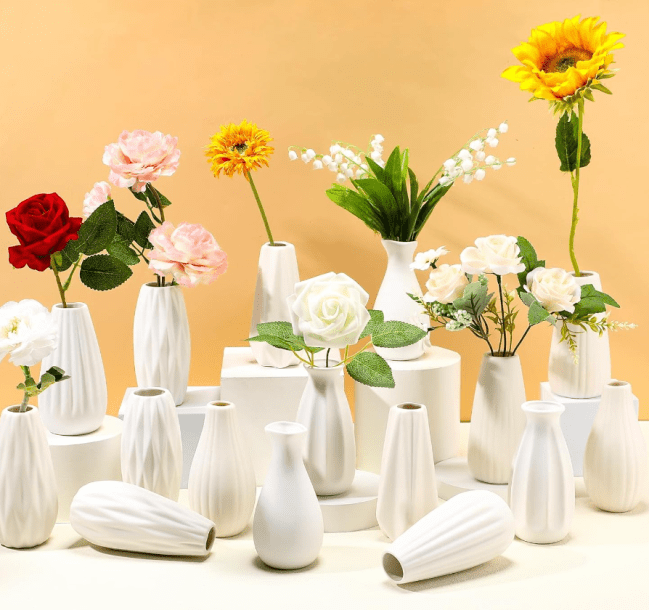 16 Set White Ceramic Bud Vase
