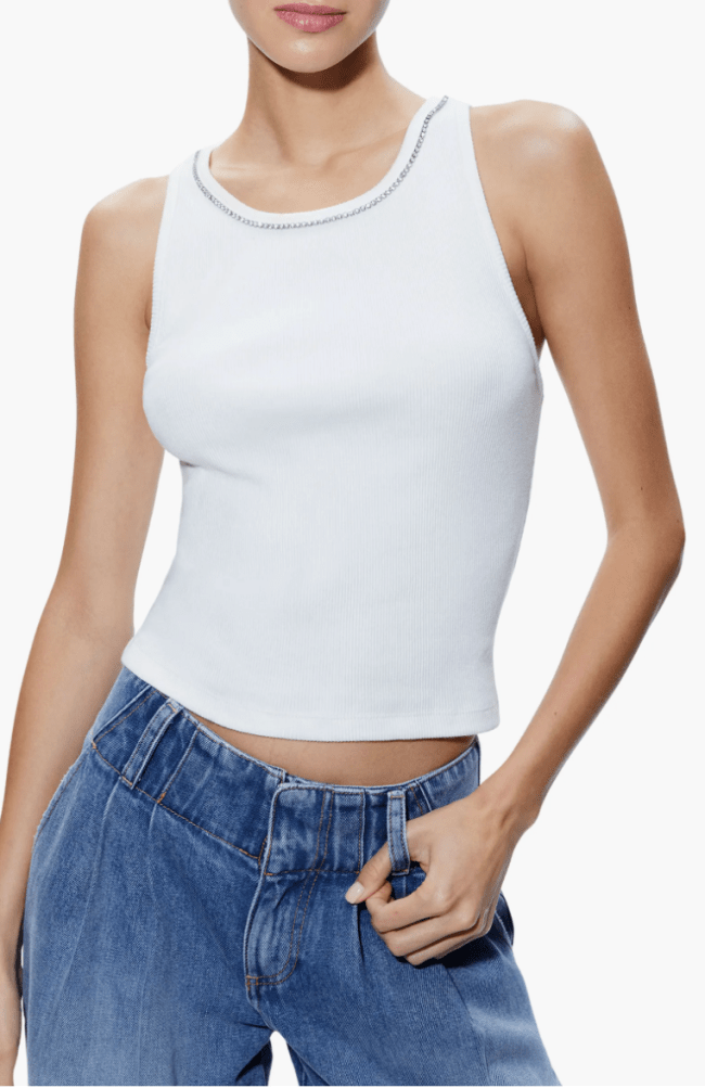 Alice + Olivia Allen Crystal Embellished Tank Top