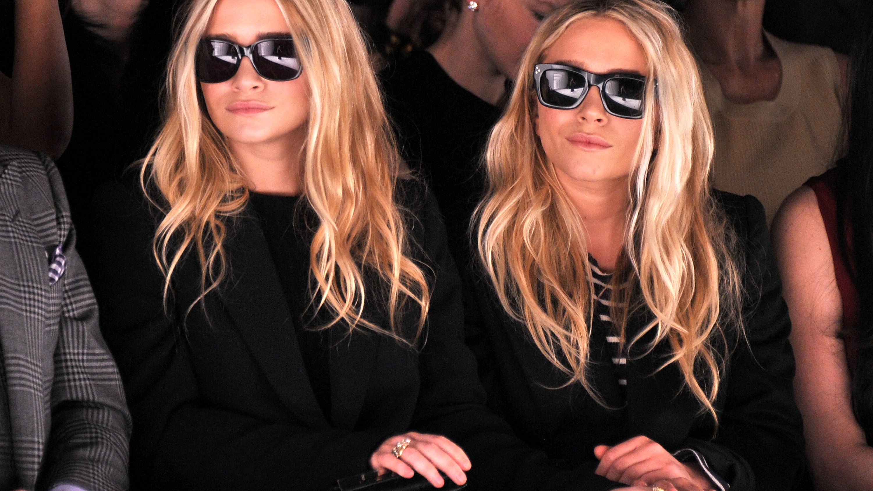 Ashley Olsen and Mary-Kate Olsen attend the J. Mendel Fall 2012 fashion show during Mercedes-Benz Fashion Week at The Theatre at Lincoln Center on February 15, 2012 in New York City.
