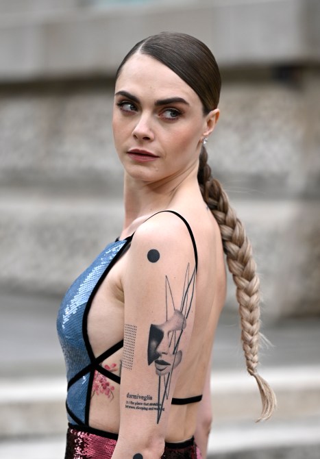 Cara Delevingne attends The Olivier Awards 2024 at The Royal Albert Hall on April 14, 2024 in London, England.