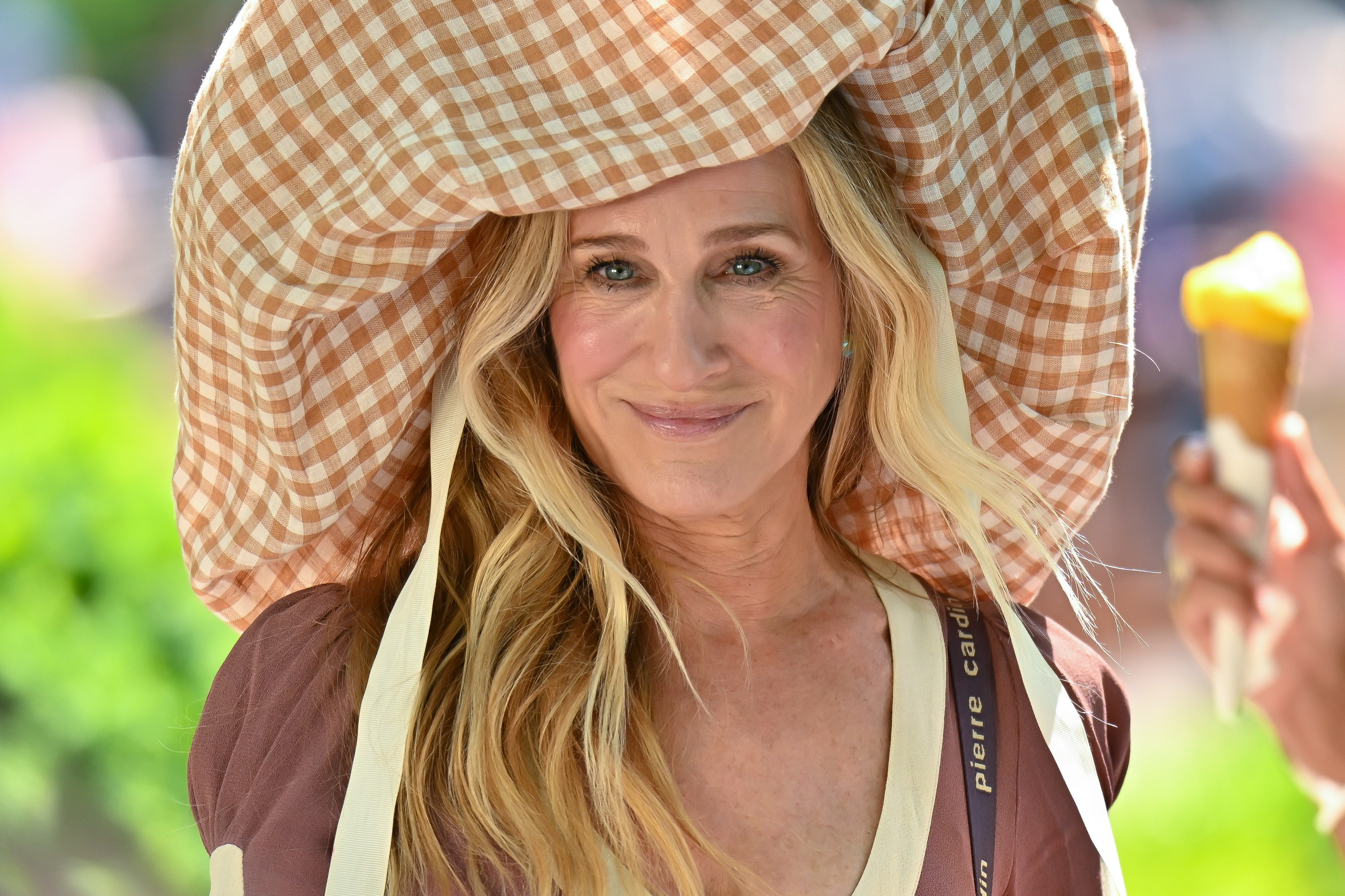 Sarah Jessica Parker is seen on the set of "And Just Like That..." Season 3, the follow up series to "Sex and the City" in Washington Square Park on May 20, 2024 in New York City.
