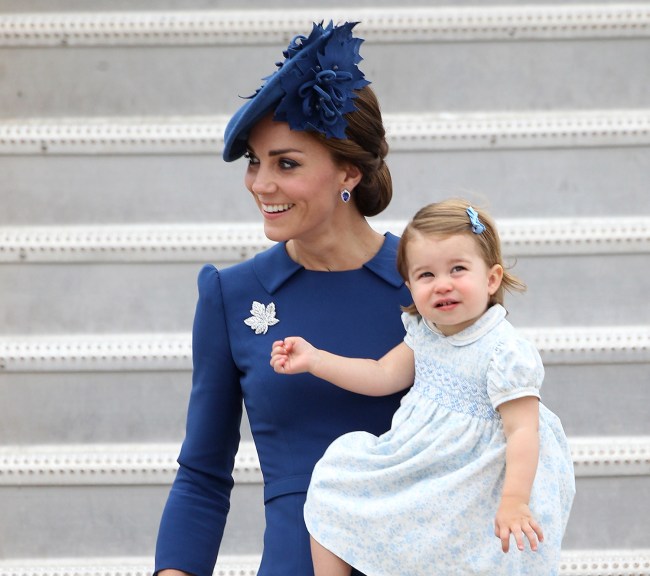 Catherine, Duchess of Cambridge and Princess Charlotte arrive at Victoria Airport ahead of their Royal Tour of Canada and Yukon on September 24, 2016 in Victoria, Canada.
