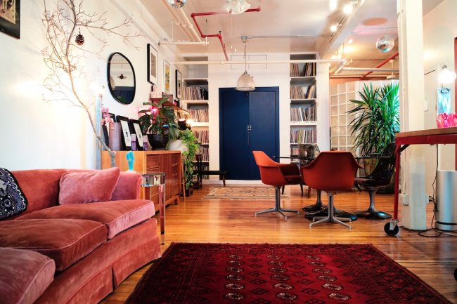 Studio 7 in Brooklyn, New York (Williamsburg) Airbnb in NYC showing the living room.