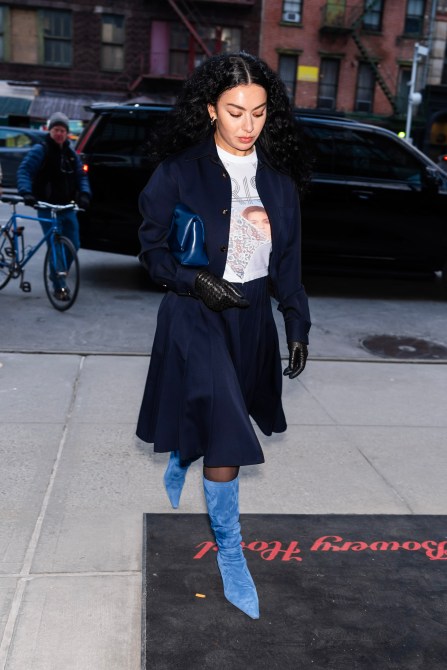 Charli XCX is seen in the West Village on February 21, 2024 in New York City.