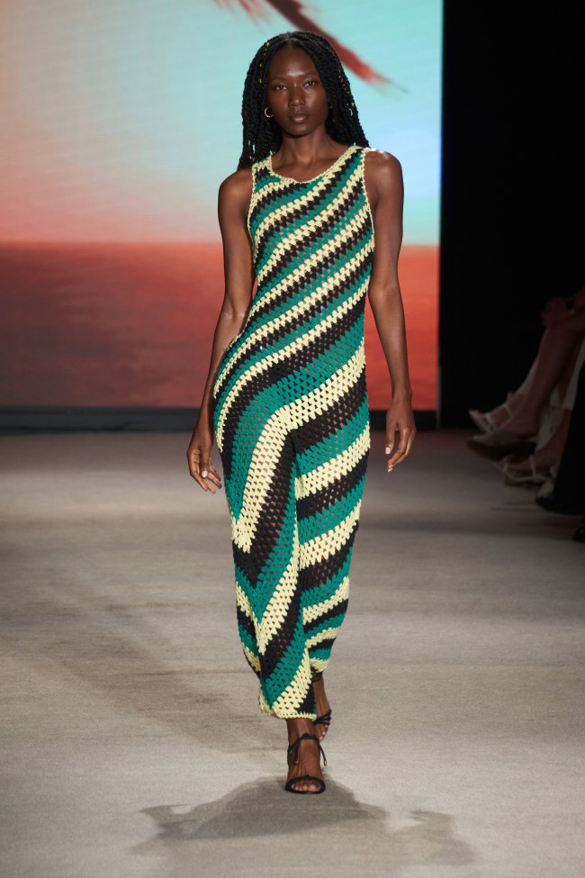 A model walks the runway during the Leslie Amon show during Paraiso Miami Swim Week 2024 at The Paraiso Tent on June 02, 2024 in Miami Beach, Florida.